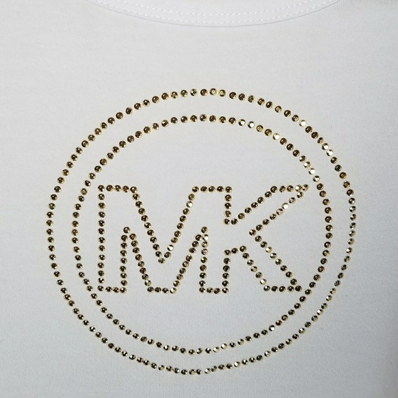 MICHAEL KORS MK Gold Rhinestone Logo Tank Top 1X - Picture 2 of 8